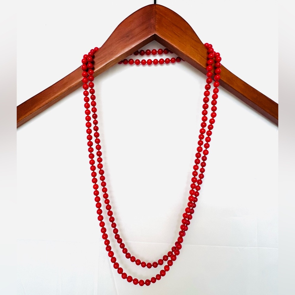 Red Beaded Rope Necklace